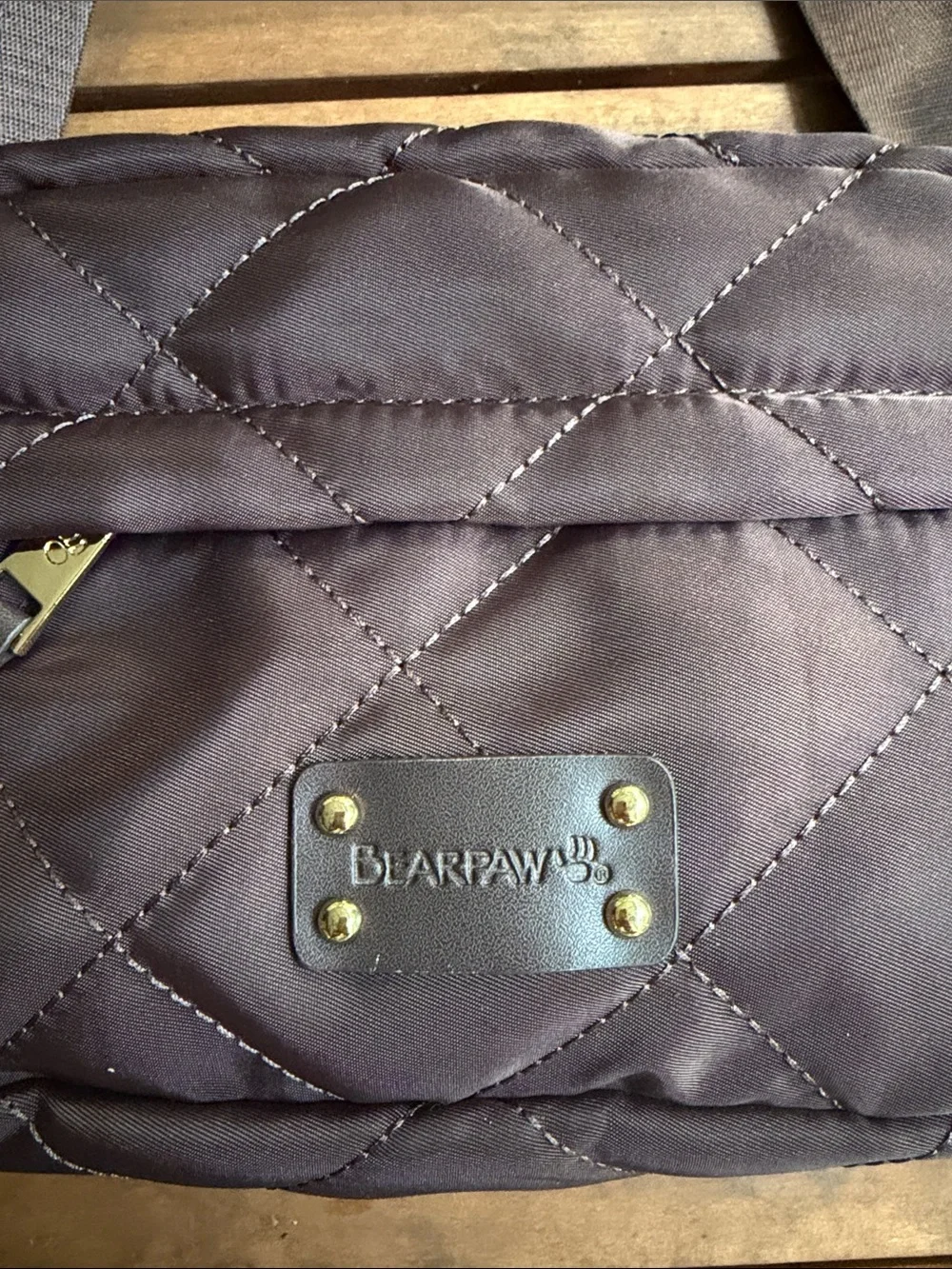 Bear Paw Quilted brown crossbody bag